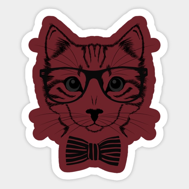 Nerdy Cat Face Funny Design Sticker by solsateez